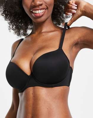 ASOS DESIGN 2 pack of microfibre moulded t-shirt bras in black & white