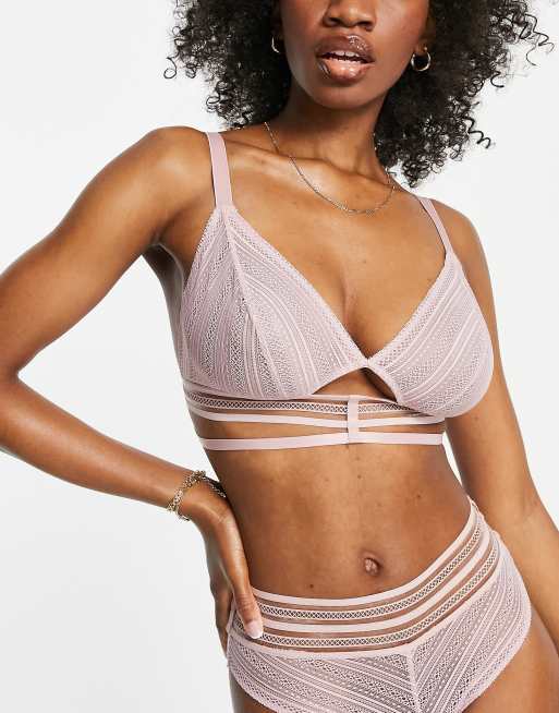 ASOS DESIGN Fuller Bust Nettie filament and fishnet soft bra in