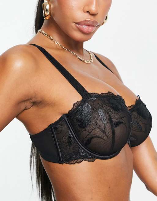 Faux Patent Leather Strapless Longline Balconette Bra