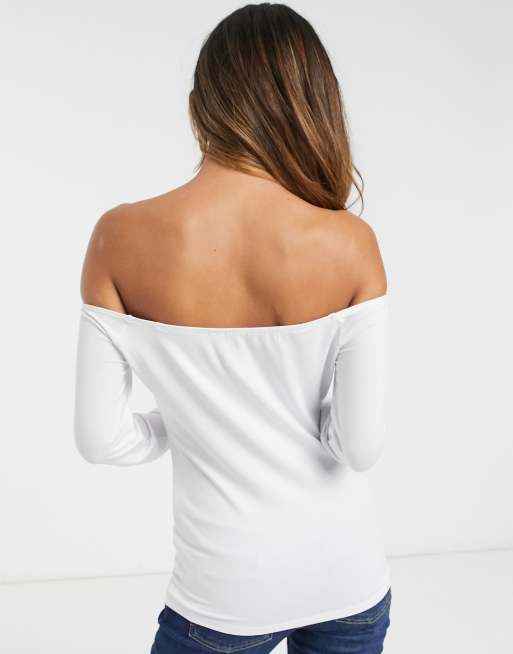 Asos white off 2024 the shoulder top