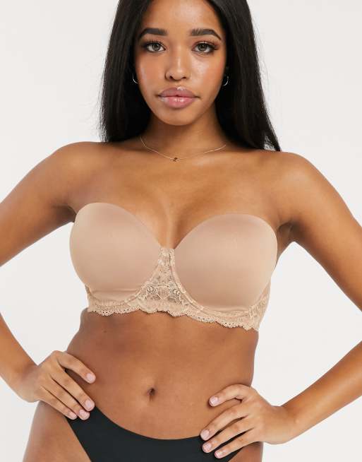 Underwire Contour Multiway Strapless Plus Size Bra in Beige Color –