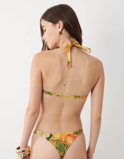 ASOS DESIGN Fuller Bust Pia Seychelles high apex triangle bikini top in fruit print, 3 of 4