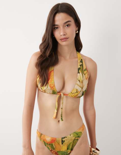 ASOS DESIGN Fuller Bust - Pia Seychelles - Trekantsbikinitop med longline skåle og frugtprint - view 1