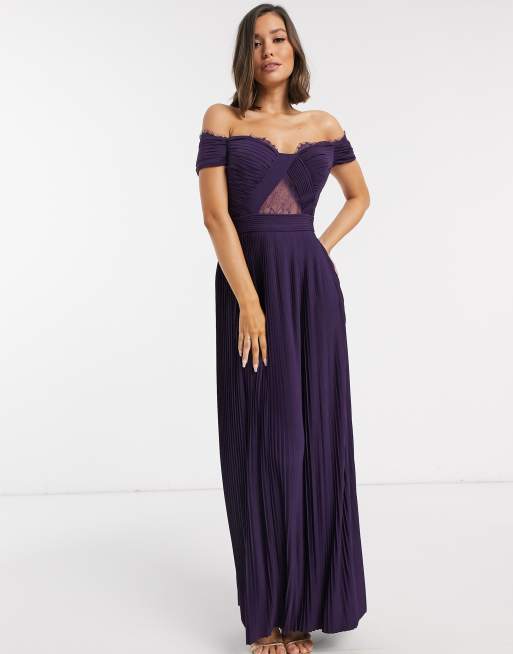 Asos design maxi dress with lace sleeves and outlet eyelash lace