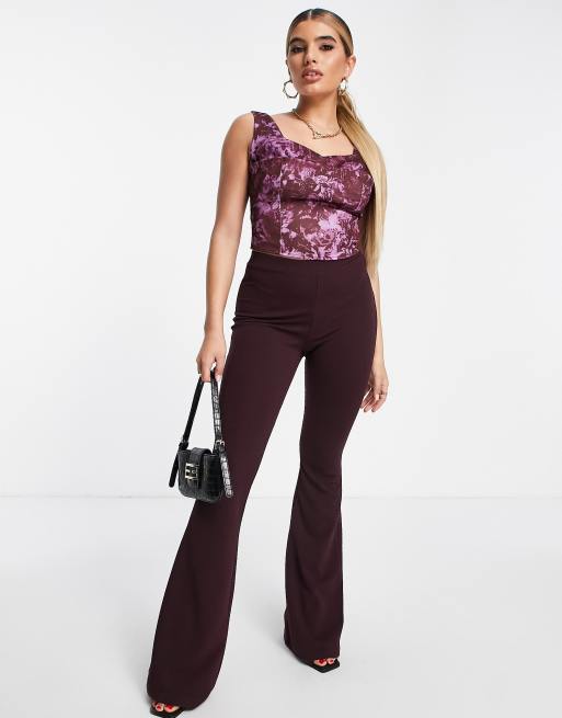 ASOS DESIGN Fuller Bust printed corset top in pink and burgundy floral, 4 of 4