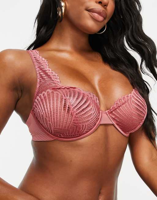 ASOS DESIGN Fuller Bust Priscilla vintage lace underwire bra in dusty pink