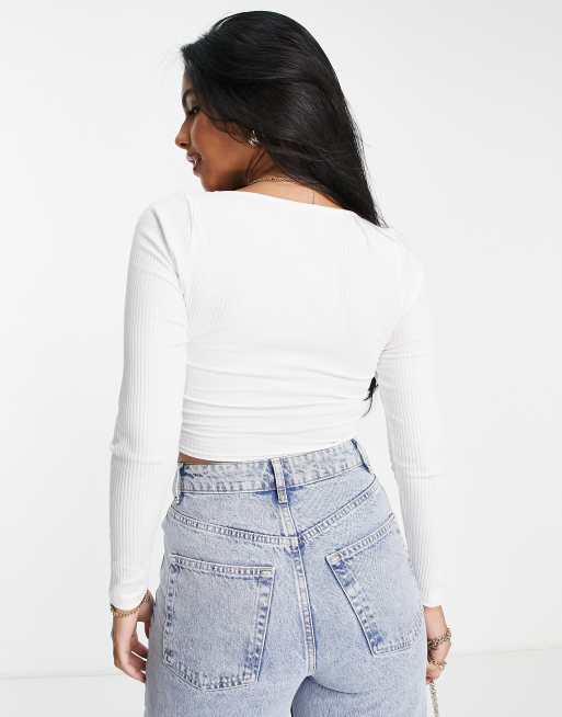 ASOS Fuller Bust Rib Lace Up Crop Top