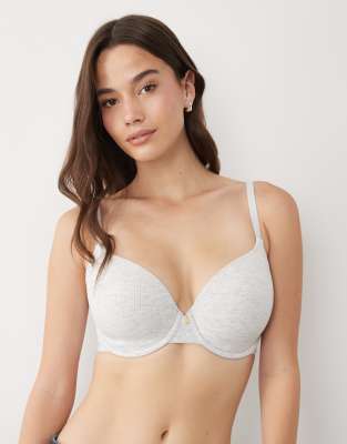 Asos Design Fuller Bust Rib Knit Molded T-shirt Bra In Gray