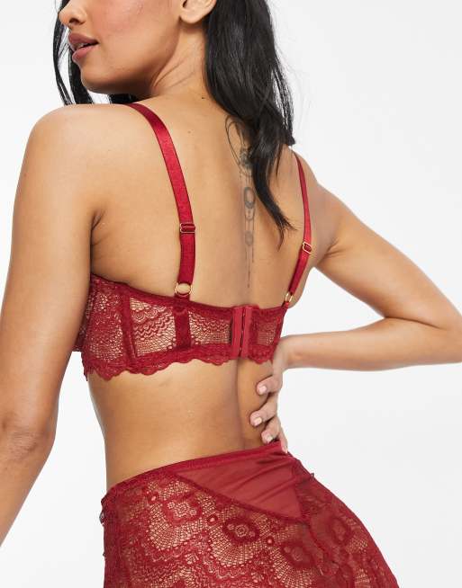 ASOS DESIGN Fuller Bust – Rosie – Czerwony koronkowy stanik z fiszbinami, 2 z 4