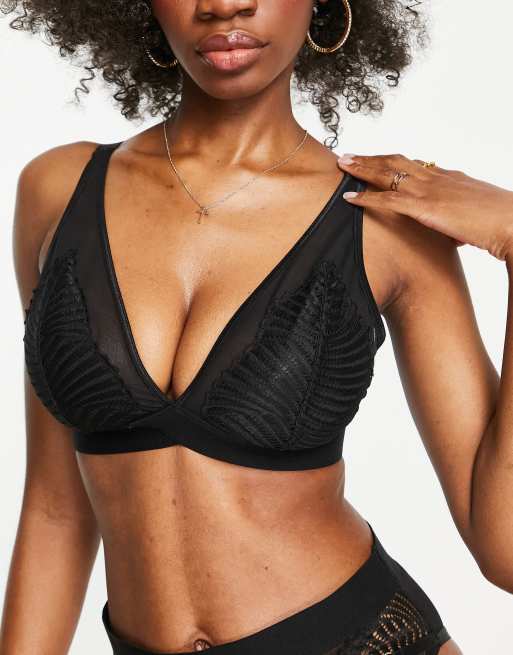 ASOS DESIGN Fuller Bust - Samantha - Blød BH i sort, geometrisk blondestof