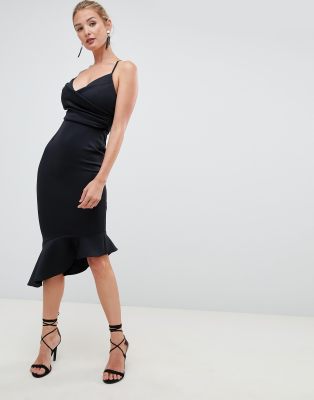 asos design scuba cami pephem midi dress