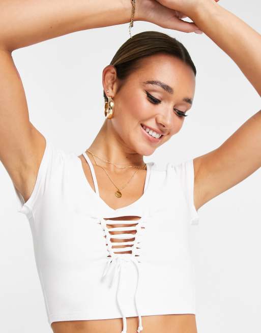 Topshop sheer tank top in white