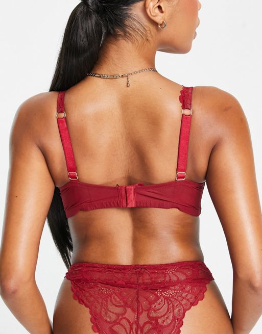 ASOS DESIGN Sienna lace balcony bra with frill in red