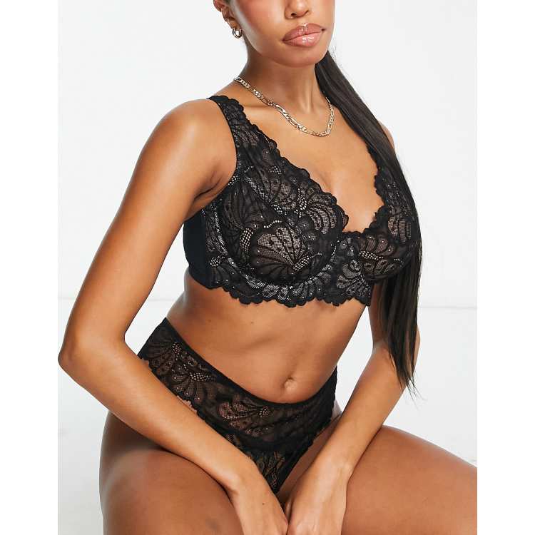 Peek & Beau Fuller Bust emily high apex lace bralette in black