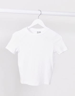 ASOS DESIGN HOURGLASS SLIM FIT T-SHIRT IN CLEAN RIB IN WHITE,20S0344