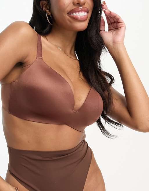 ASOS DESIGN Fuller Bust smoothing padded non wire bra in brown, 4 of 4