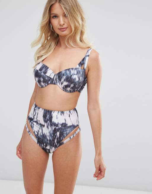 ASOS DESIGN FULLER BUST Tie Dye Cupped Bikini Top DD-G, 3 of 4