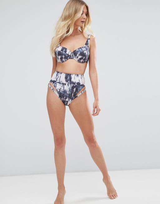 ASOS DESIGN FULLER BUST Tie Dye Cupped Bikini Top DD-G, 4 of 4