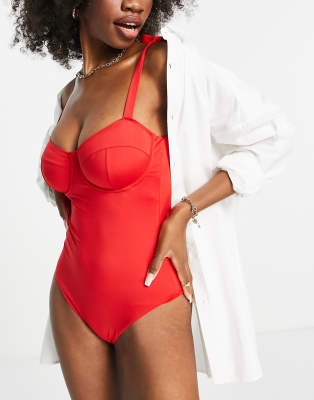 asos red swimsuit