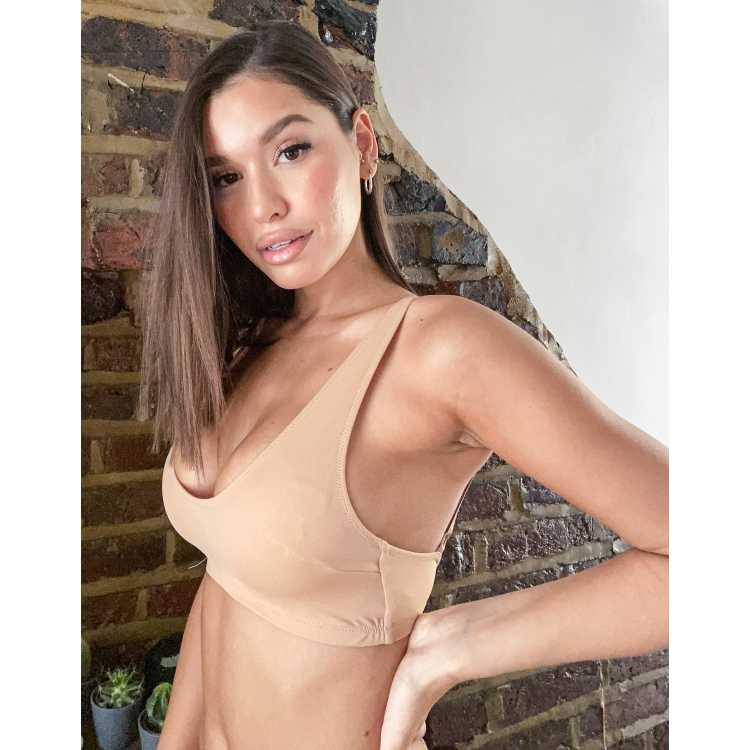 ASOS DESIGN Fuller Bust Tiggy smoothing scoop neck microfiber bra in beige