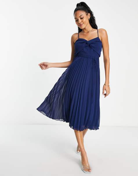 Wedding guest navy blue on sale dress