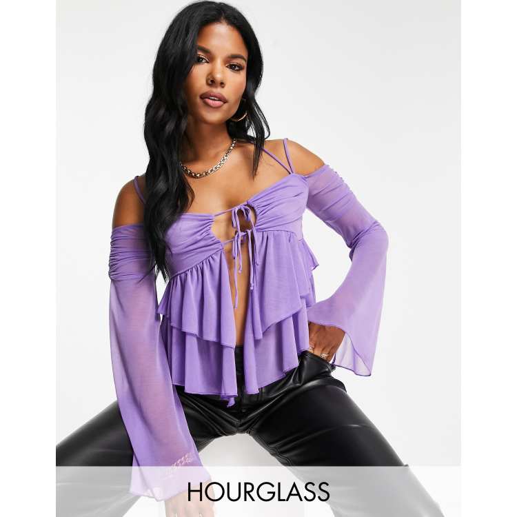 Purple mesh sales top