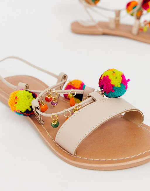 Asos pom 2025 pom sandals