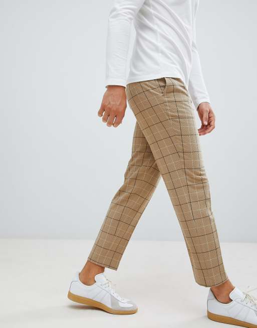 ASOS DESIGN – Funbyxor med smal passform och dragsko i mijdan och stort rutmönster, 4 av 4