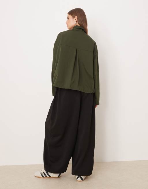 ASOS DESIGN – Funktionsjacke in Khaki mit Stehkragen und Reißverschluss, 3 von 4