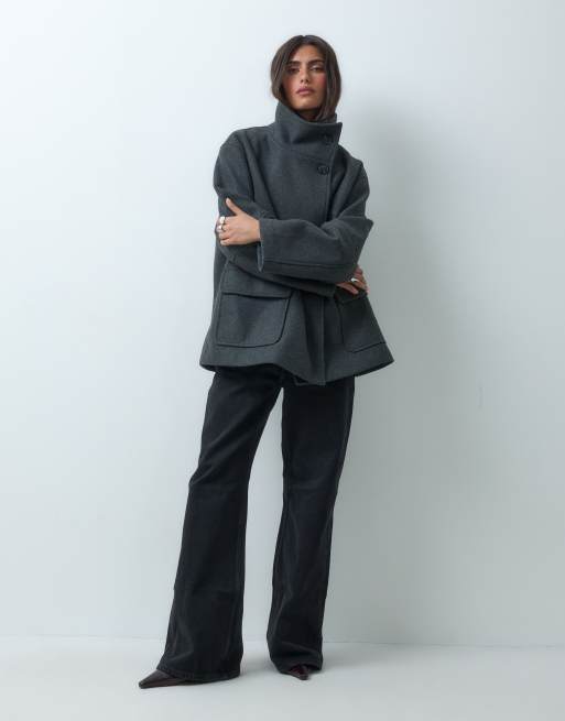 ASOS DESIGN funnel harrington formal jacket gray melange, 2 of 4