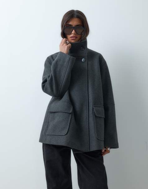 ASOS DESIGN funnel harrington formal jacket grey melange - view 1