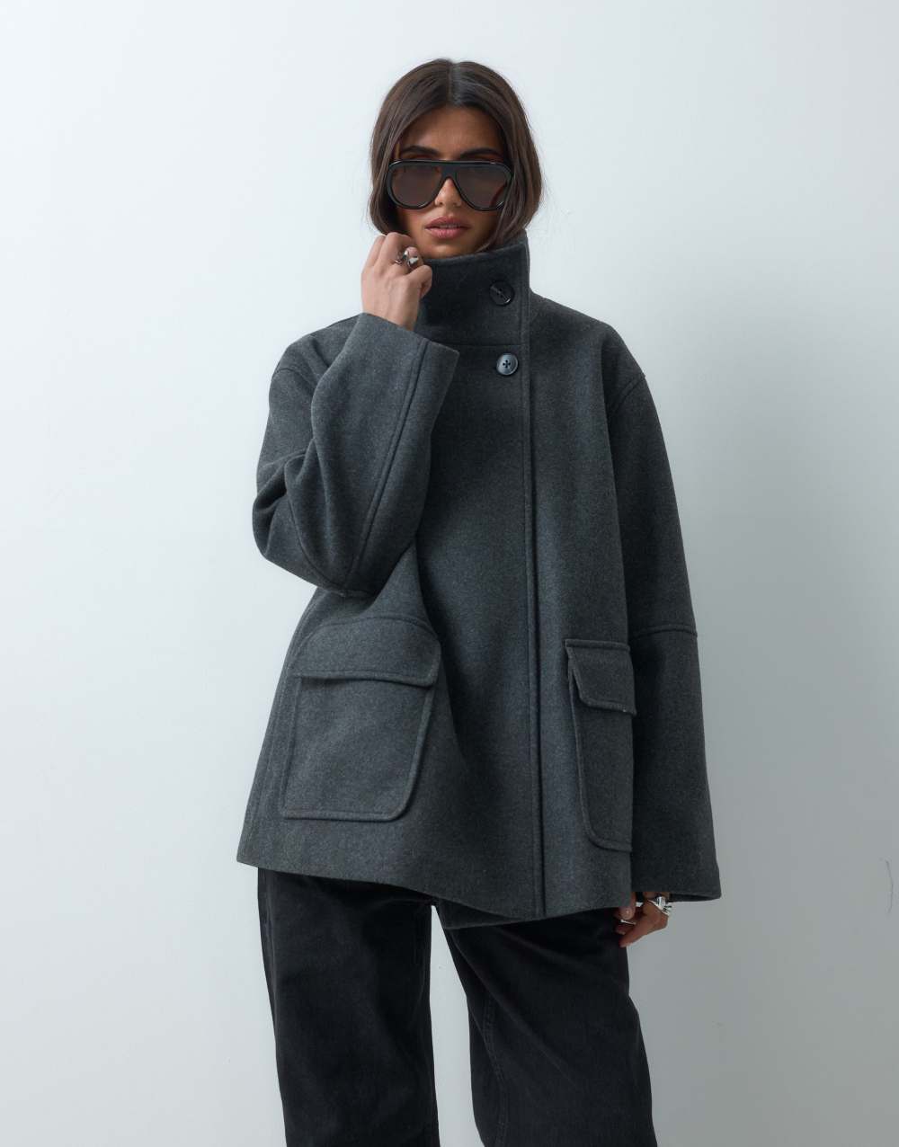 ASOS DESIGN funnel harrington formal jacket grey melange