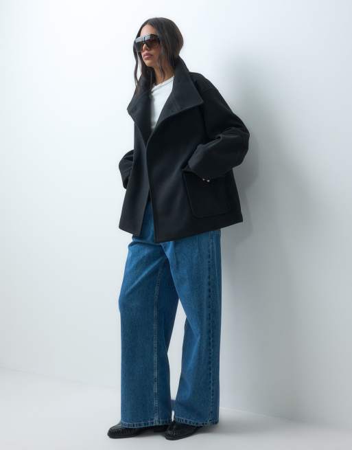 ASOS DESIGN funnel harrington formal jacket in black, 3 of 4