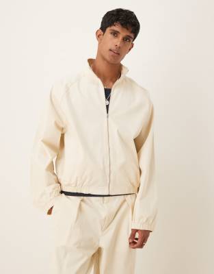 Asos Design Funnel Neck Blouson Jacket In Neutral