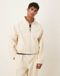 [ASOS DESIGN] ASOS DESIGN funnel neck blouson jacket in ECRU (part of a set)-Neutral M Ecru