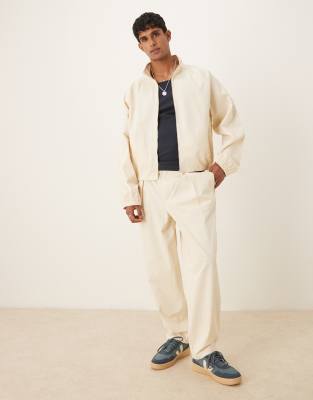 Asos Design Funnel Neck Blouson Jacket In Neutral