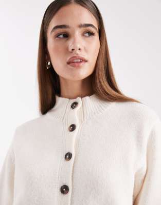 Asos Design Funnel Neck Cardigan In White
