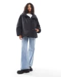[ASOS DESIGN] ASOS DESIGN funnel neck clean puffer jacket in black XS Black