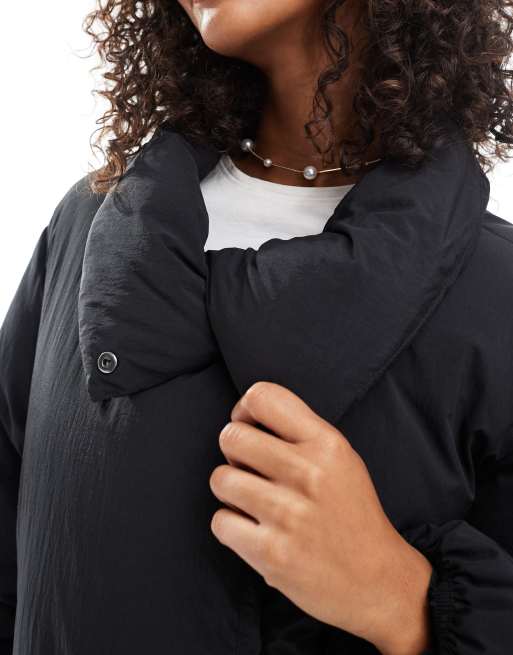 ASOS DESIGN funnel neck clean puffer jacket in black