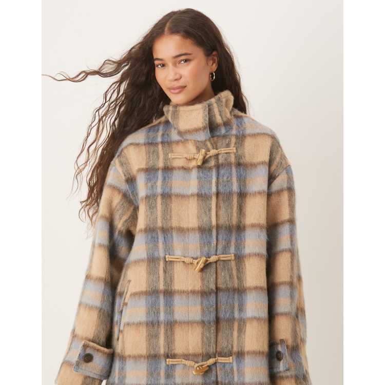ASOS DESIGN funnel neck coat with wool and toggle detail in