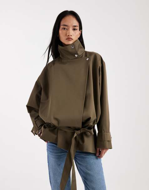 ASOS DESIGN funnel neck drop waist jacket