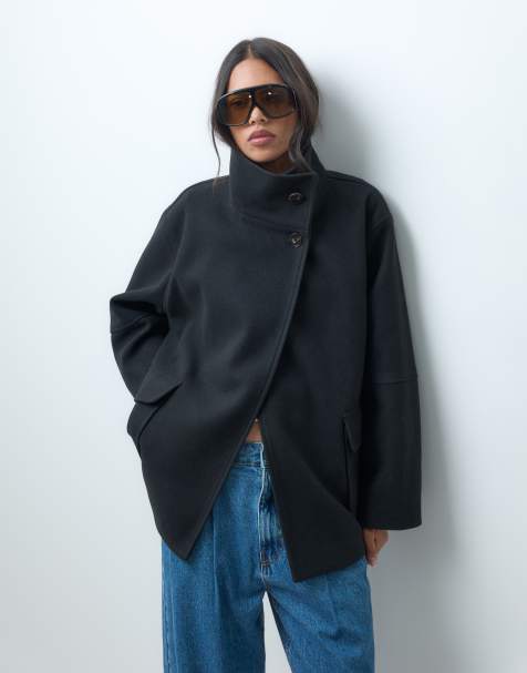ASOS DESIGN funnel neck formal harrington jacket in black - view 1