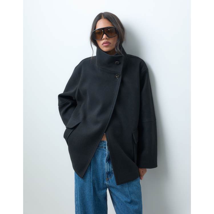 ASOS DESIGN funnel neck formal harrington jacket in black | ASOS
