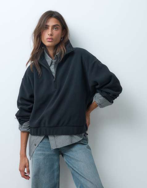 ASOS DESIGN funnel neck half zip pull over polar fleece in black - view 1