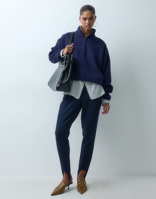 ASOS DESIGN funnel neck half zip pull over polar fleece in navy, 2 of 4
