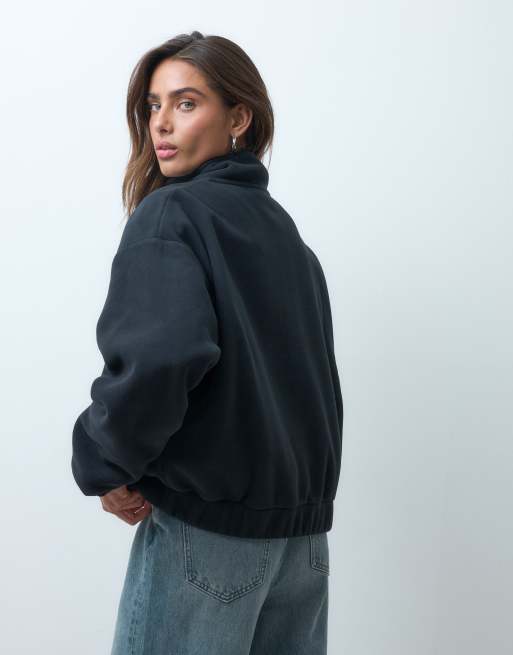 ASOS DESIGN funnel neck half zip pull over polar fleece sweatshirt in black, 5 of 5