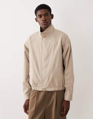 Asos Design Funnel Neck Jacket In Neutral