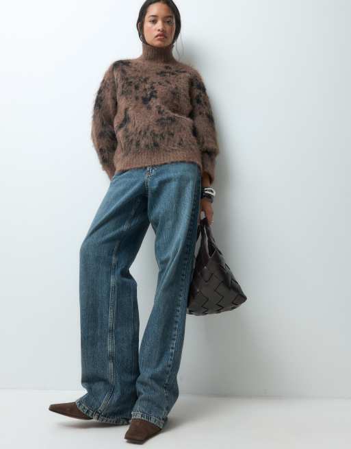 ASOS DESIGN funnel neck jumper in brushed leopard print, 3 of 5