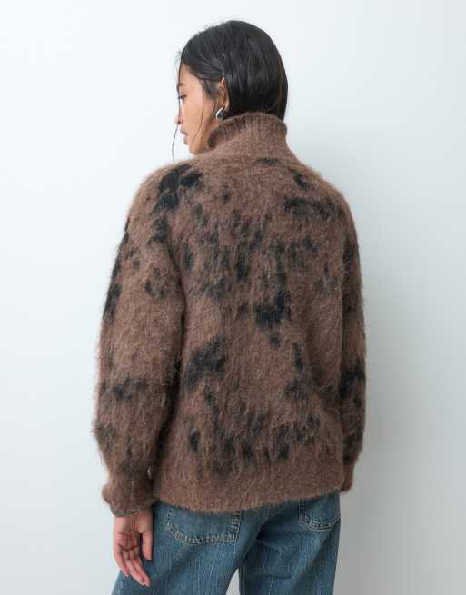 ASOS DESIGN funnel neck jumper in brushed leopard print, 4 of 5