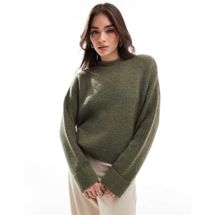 ASOS DESIGN funnel neck jumper in khaki ASOS